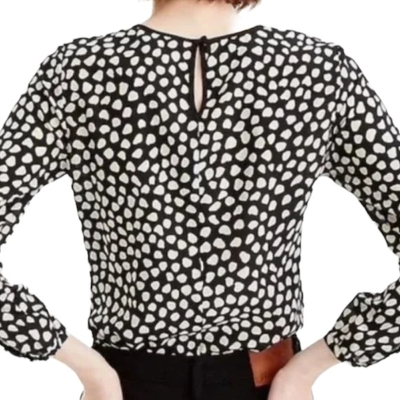 J. Crew Size 00P polka dot tie 100% silk blouse - Picture 2 of 8